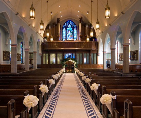 Elegant Pomanders church pews aisle decorations