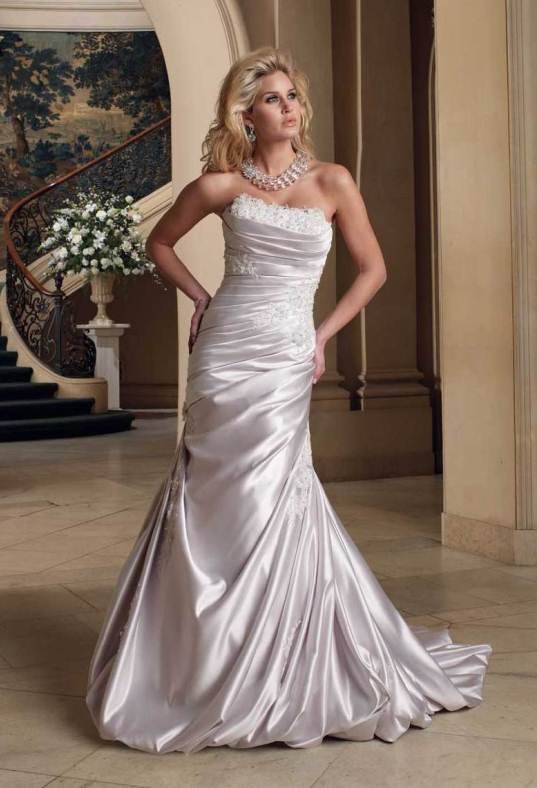 Stylish Silver bridal gown by Mon Cheri designer_Mercedes21 Eelgant Silver Wedding Dresses