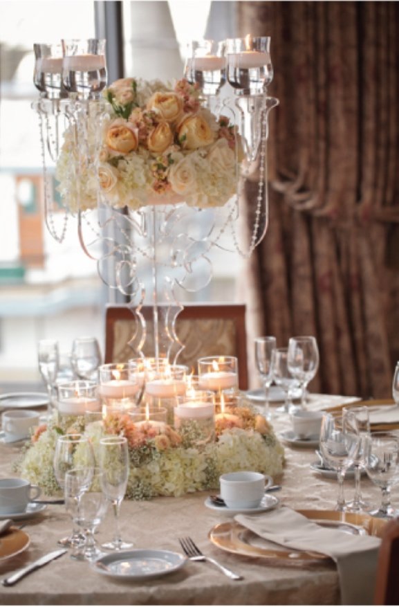 Candelabra centerpiece-Wedding Reception Table Arrangements