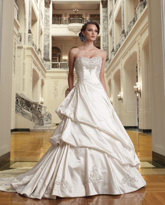 Victorian inspired wedding theme satin ballroon gown by Sophia Trolli_Isabella