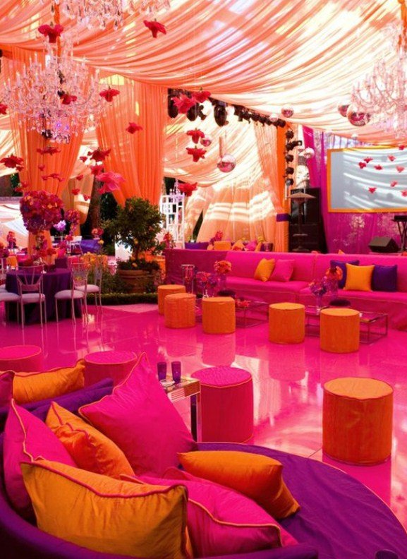 Moroccan inspired wedding reception decoration
