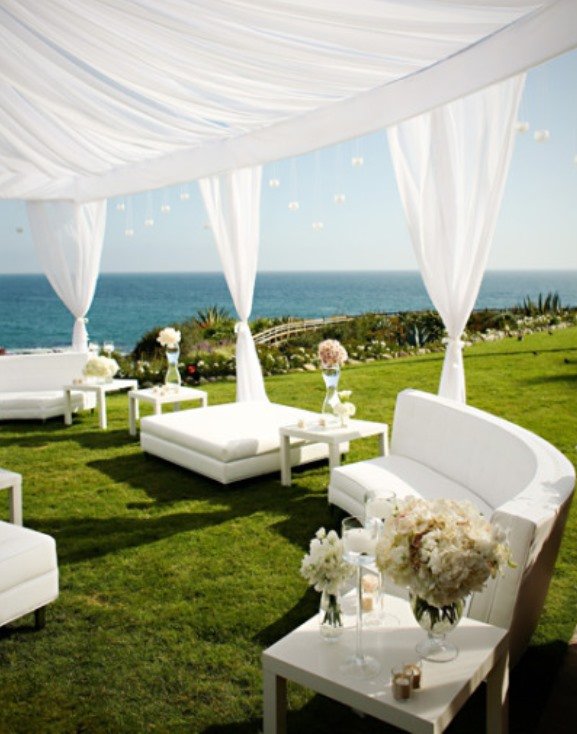 Stylish Beach lounge reception set up