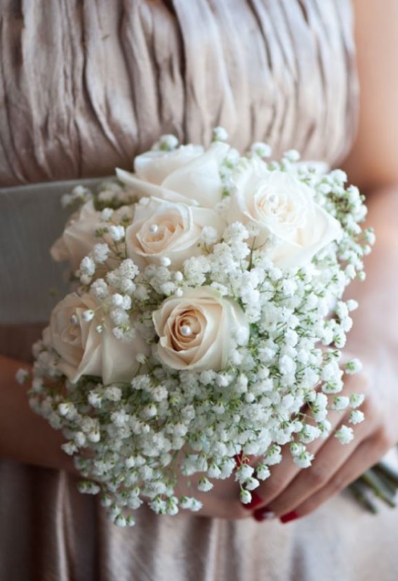 Silver and White Bridesmiads Bouquet