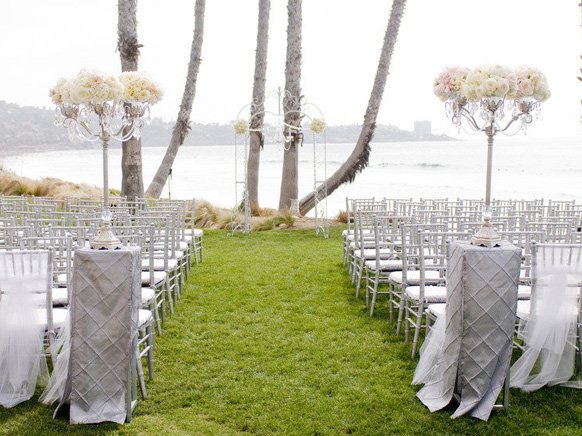 Silver Theme wedding Beach wedding ceremony decorations
