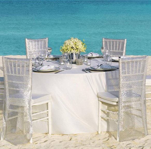 Silver Weddng Theme destination weddings beach reception table set up2