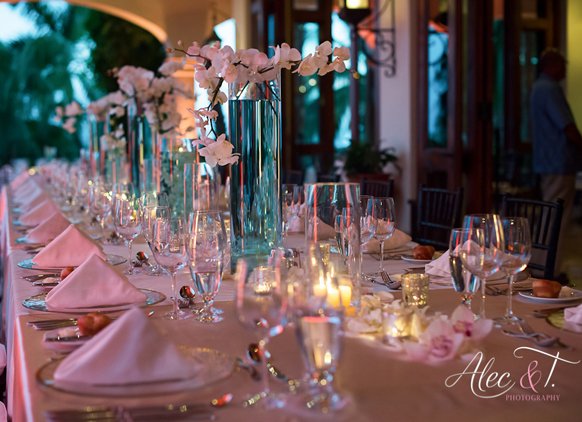 Stylish Destination Island Weddings Reception Tablescapes