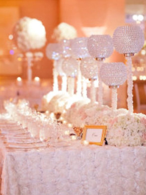 Stylish Formal White Wedding Reception Tablescapes