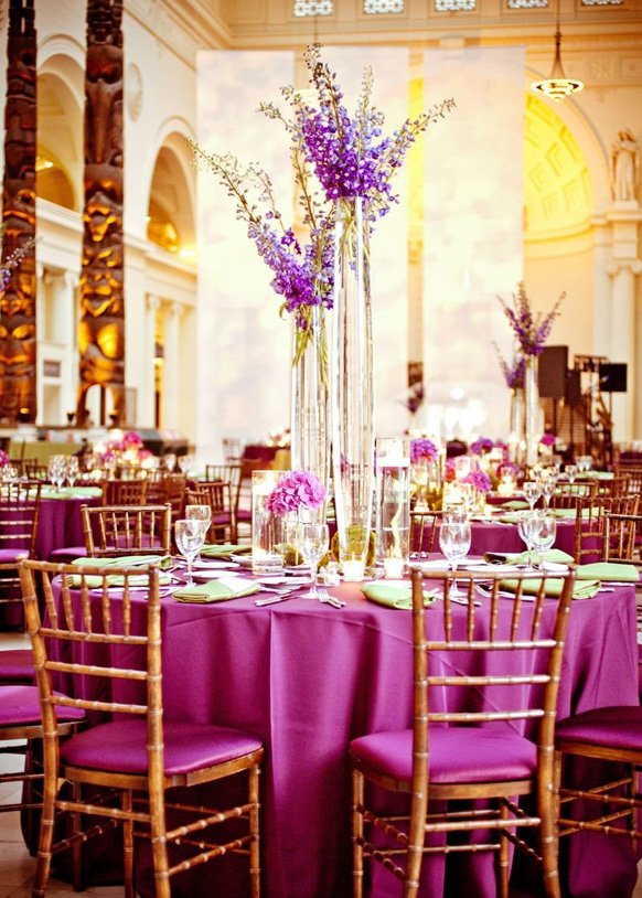 Stylish Hot Pink Reception.Wedding Reception Tablescapes