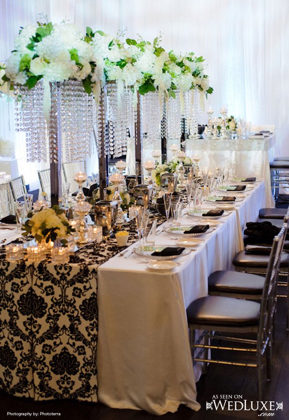White and black Wedding Reception Tablescapes