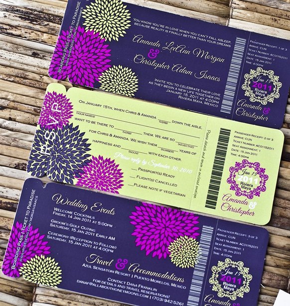Stylish Save the Dates Destination wedding Boarding Pass invitations