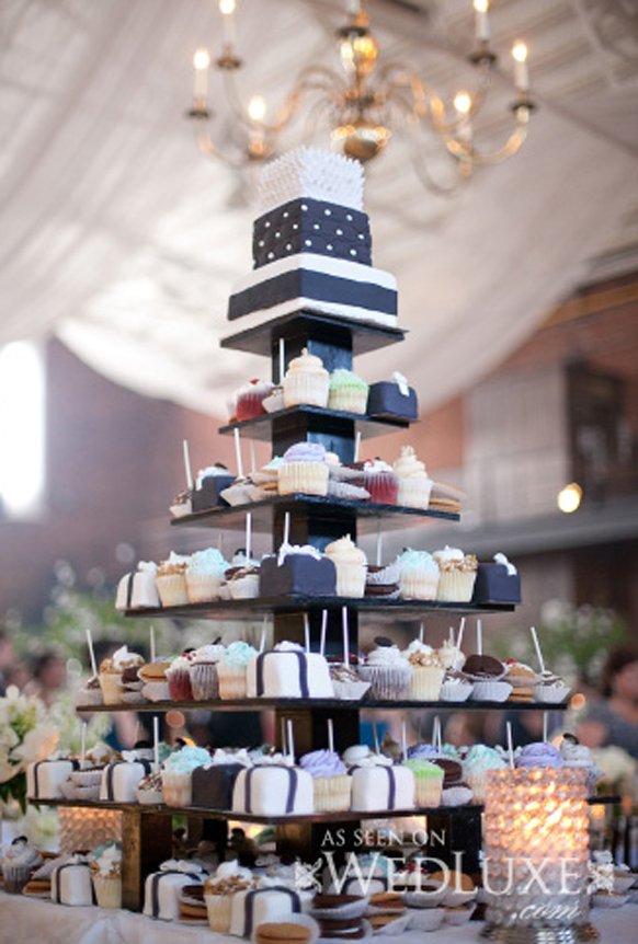stylish wedding cupcake with mini cakes