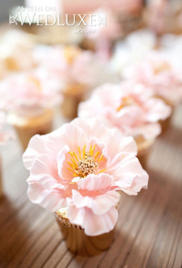 stylish wedding cupcake with sugar flowers