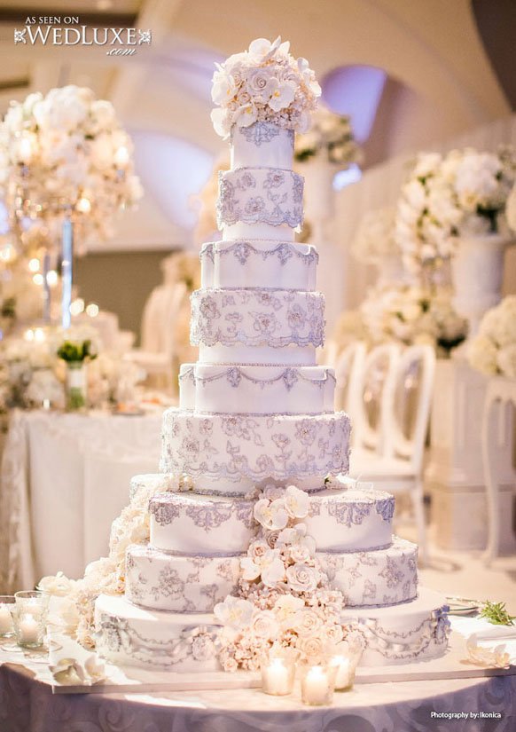 Luxury Formal White Wedding 5 tier Cake