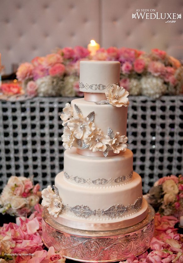 Luxury Ivory and Silver wedding cake