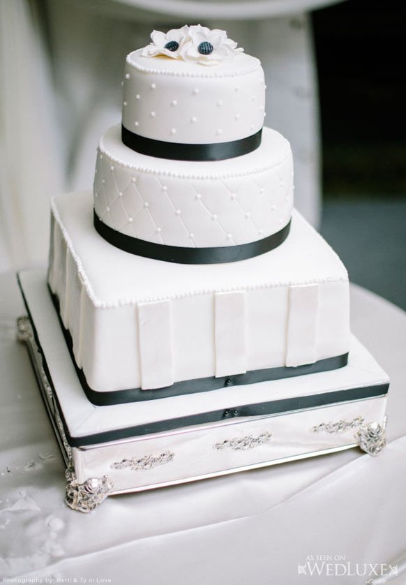 Luxury White and Black Wedding Cake