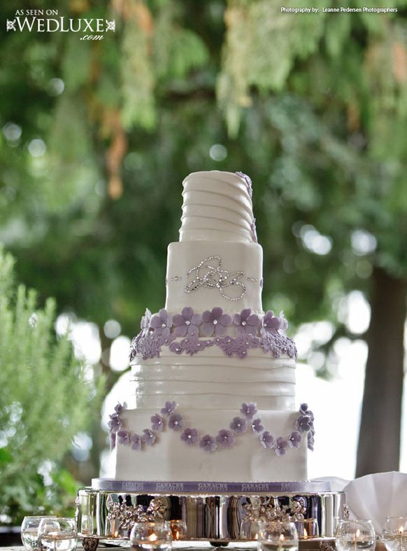 Luxury White and Lavender Wedding Cake