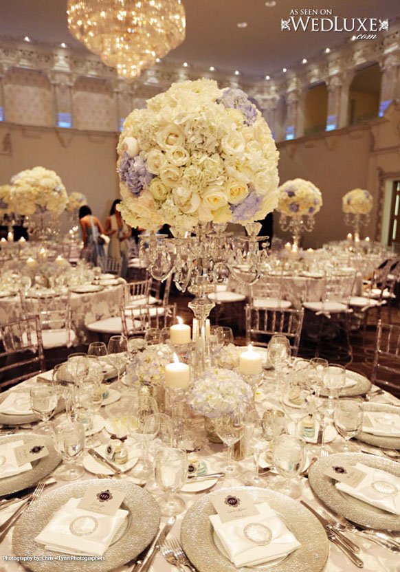Luxury silver candelabra wedding centerpiece_