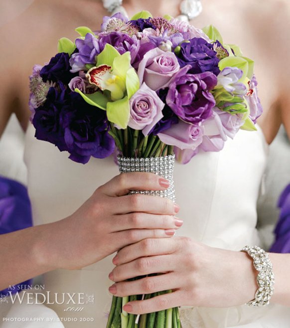 luxury purple and grenn orchids bouquet