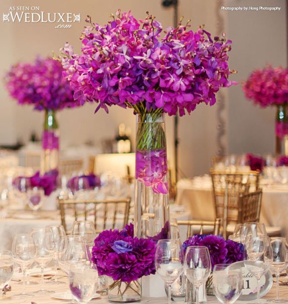 luxury purple orchid flower centerpiece