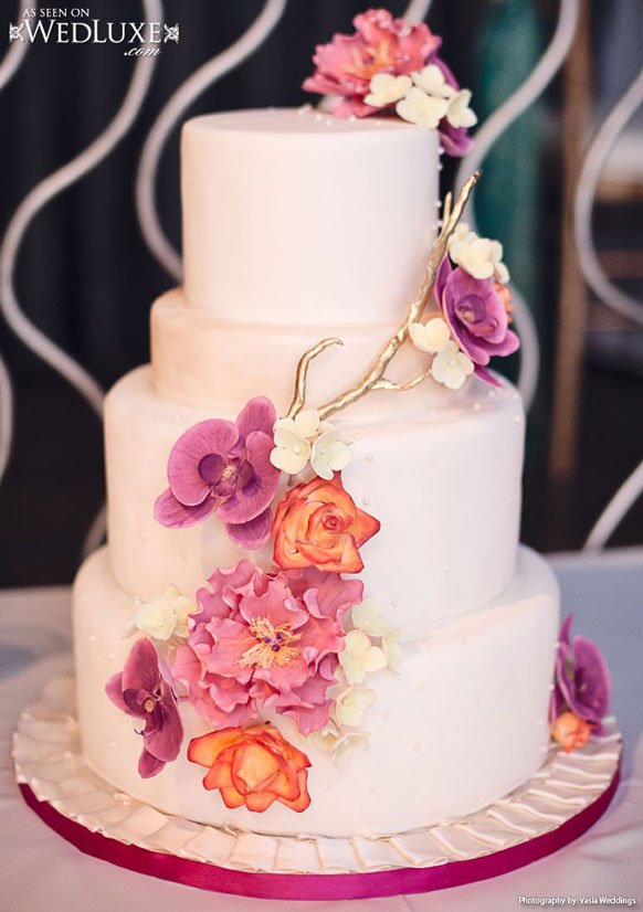 luxury tropical destination wedding cake