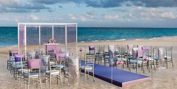 2014 Silver Lavender  destination beach wedding ceremony decorations