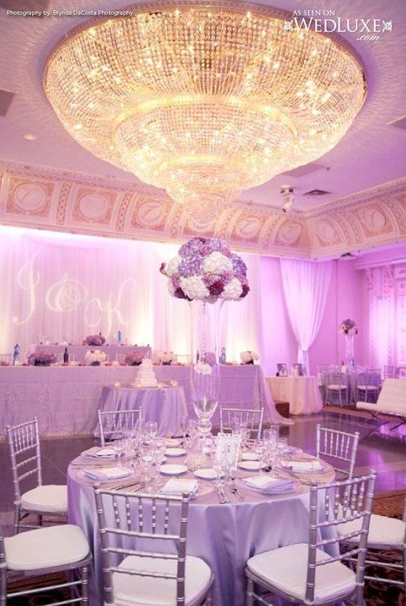 2014 Silver Lavender luxury wedding reception decorations