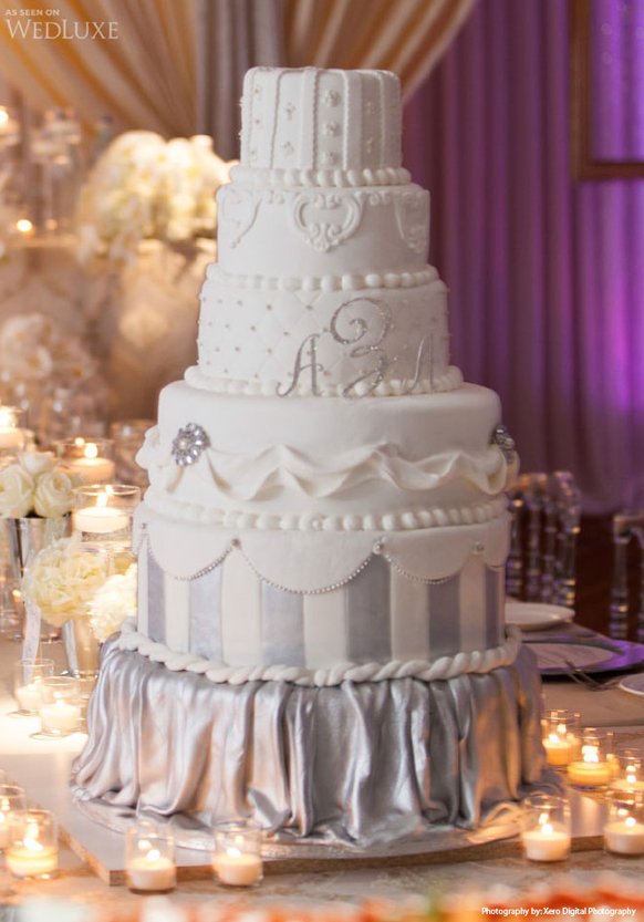 2014 Silver Lavender stylish wedding  cake