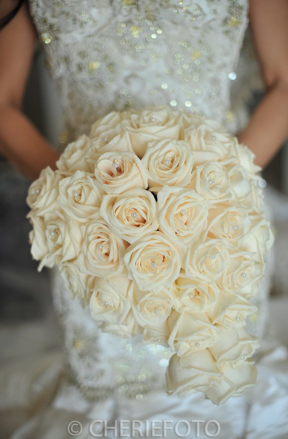 Luxury Cancun Destination Bridal White Roses Bouquet By Weddings Romantique