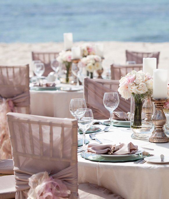 2015 Blush Pink destination Beach Wedding reception Decorations