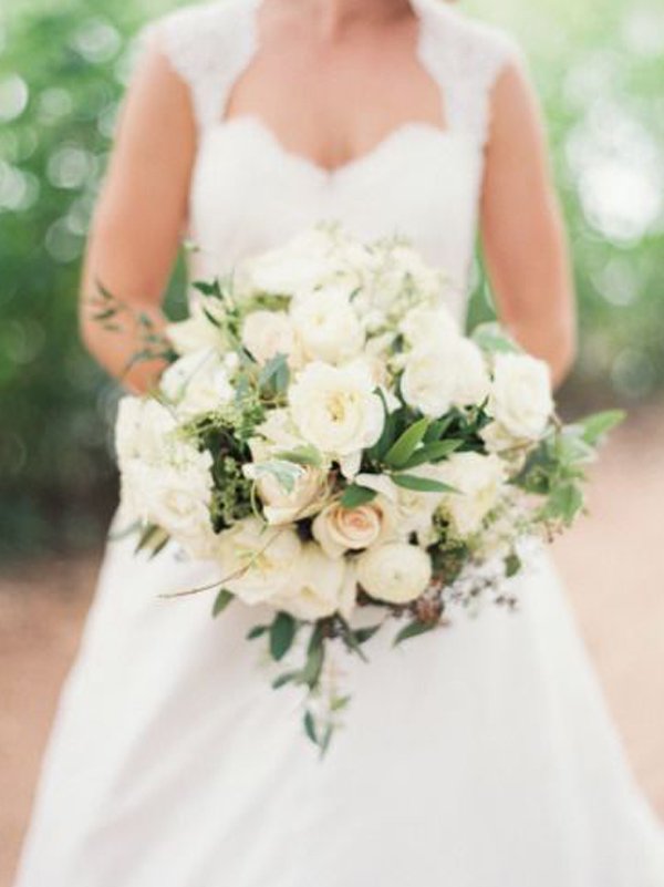 White Roses Garden Style wedding Bouquet
