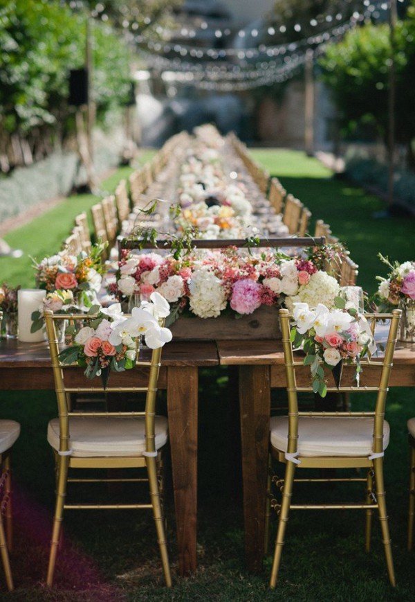 outdoor Glam Garden wedding long table reception _J. Cogliandro Photography