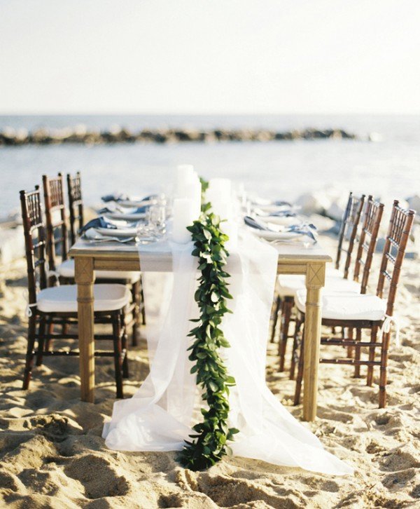 outdoor beach wedding long table reception _Krista A. Jones