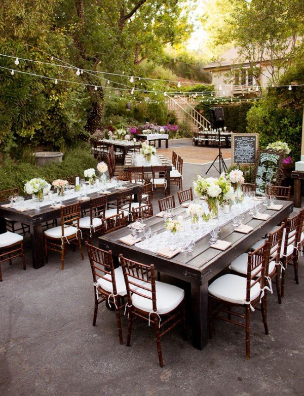 outdoor rustic chic wedding long table reception _Photography Jeff Youngren