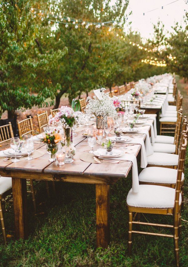 outdoor shabby chic wedding long table reception _Mary Margaret Smith