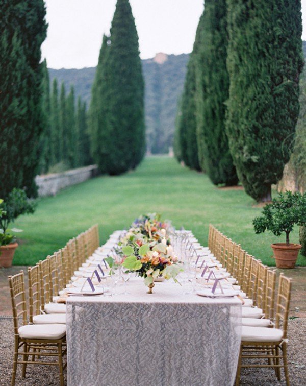 outdoor wedding long table reception _Jose Villa Photography