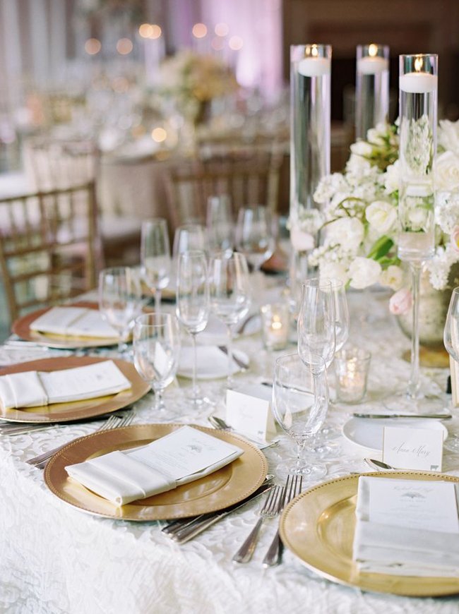 Elegant Gold and white Wedding Chargers