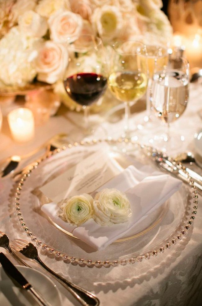 Elegant clear Wedding Chargers with flower