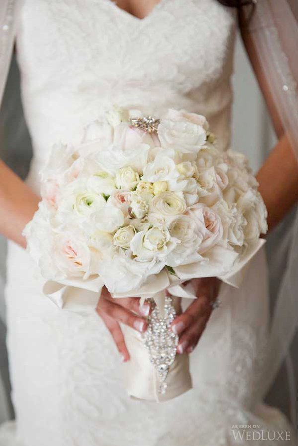 Top 25 Wedding Bouquets- Blush Pink Bouquet with brooch Photography by Jasalyn Thorne