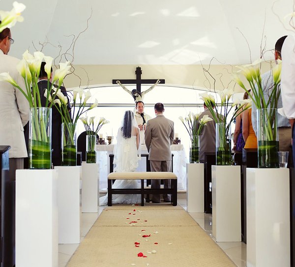 Elegant Cancun Catholic Destination Wedding Ceremony Decorations