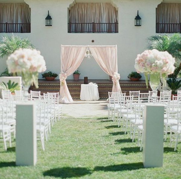 Rose Quartz Blush Pink Wedding Ceremony Decorations_B. Miller Photography