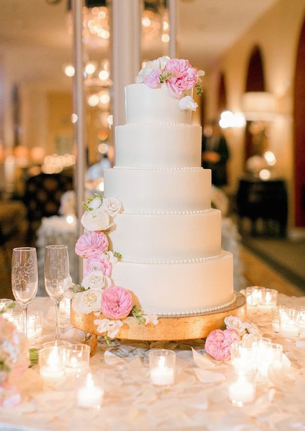Rose Quartz Wedding Theme Blush Pink Wedding cake with candles_Photography Arte de Vie