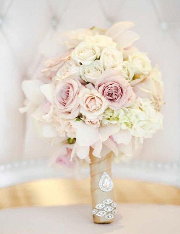 Rose Quartz Wedding Theme Orchid Bouquet _Carasco Photography