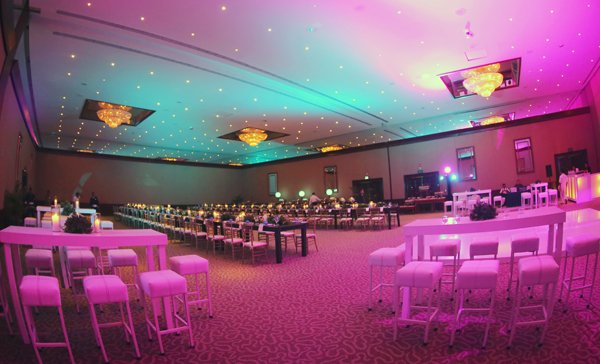 Boho Chic Wedding Ballroom Reception table set up