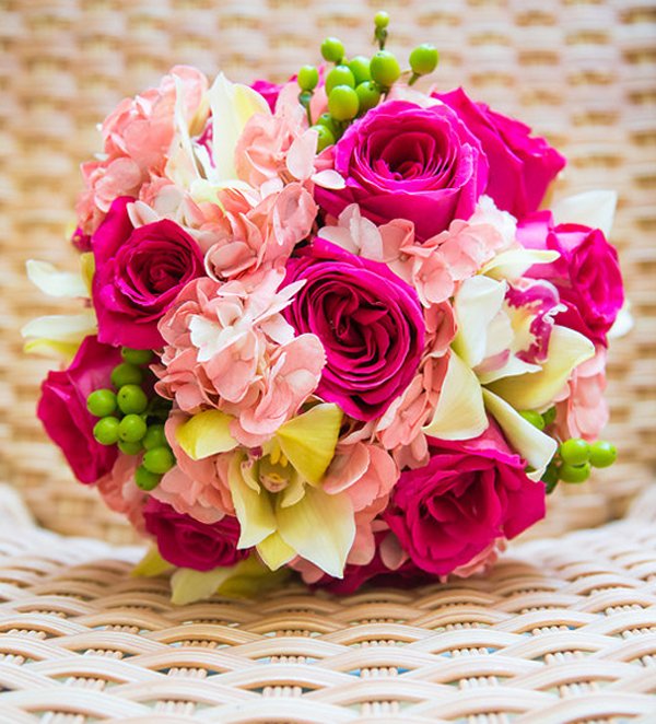 Luxury Jamaica Destination Fuschia Wedding Bouquet by Weddings Romantique
