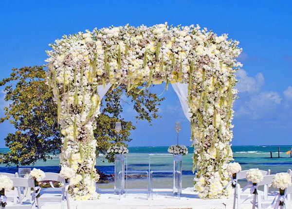 Luxury Cancun Beach Wedding Ceremony Arch Decorations