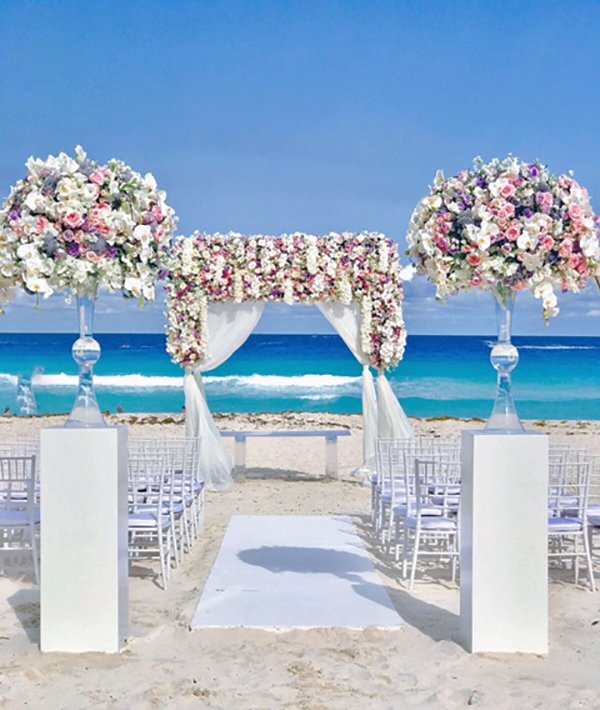 Luxury Cancun Beach Wedding Ceremony Decorations by Weddings Romantique