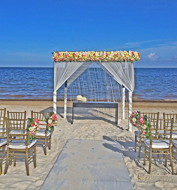 Luxury Reviera Maya  Beach Wedding Ceremony Decorations