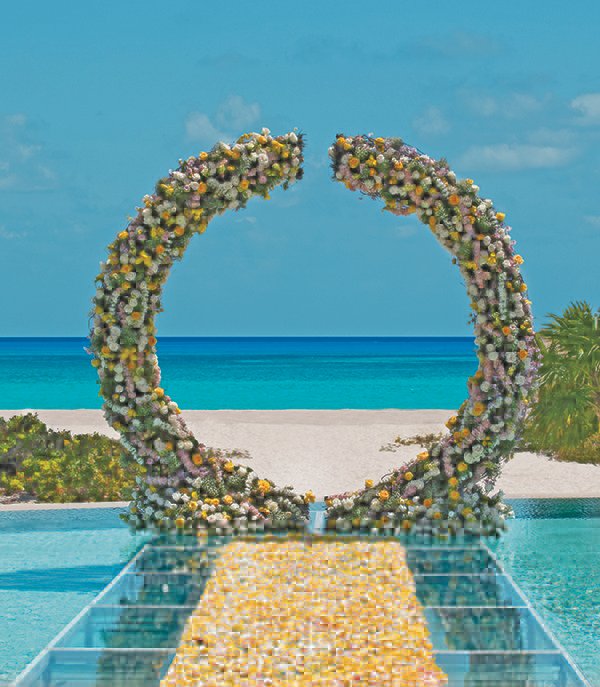 Luxury Reviera Maya Wedding Circle Arch Ceremony Decorations